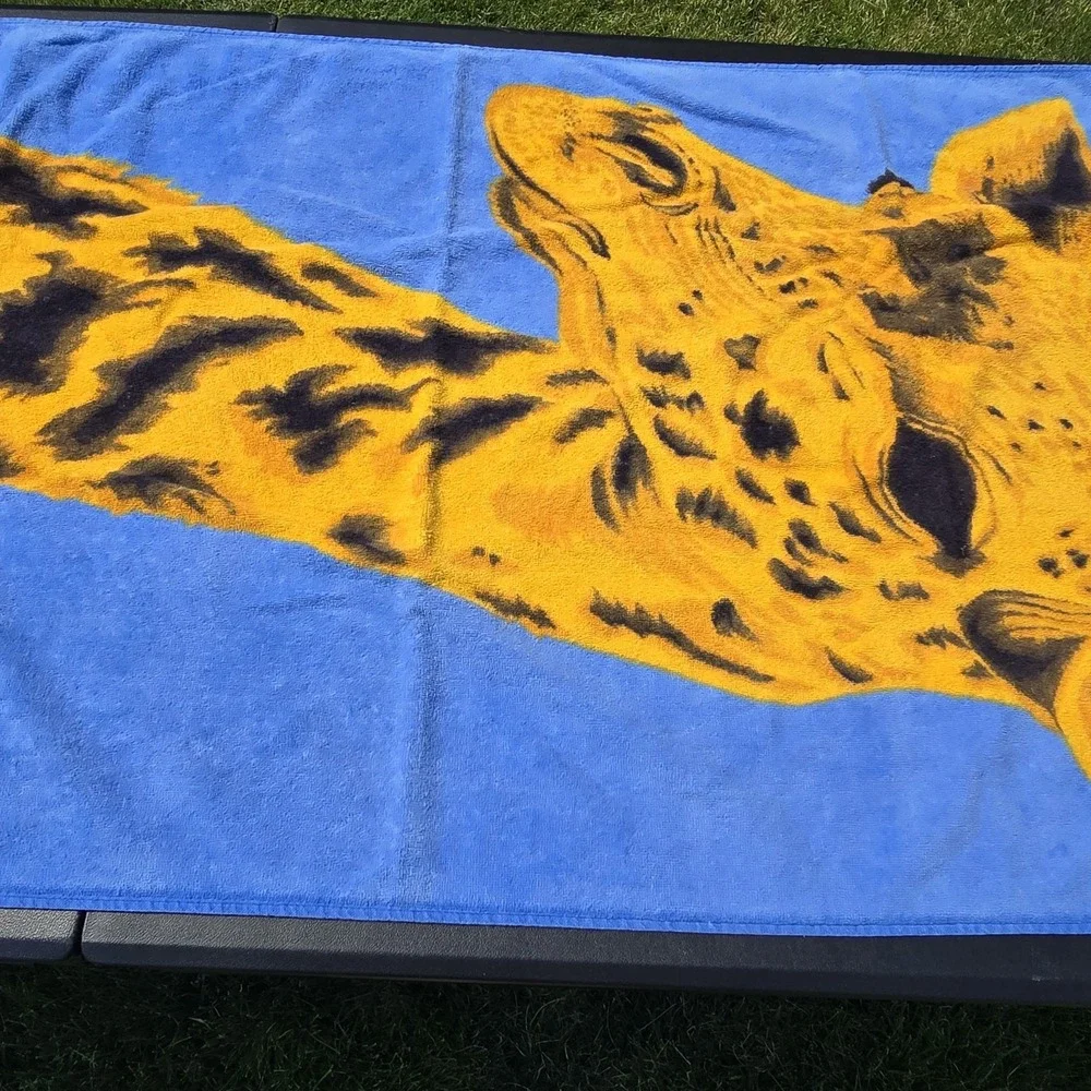 Vintage 80s TerriMondo Retro Giraffe Beach Towel 56x28 100% Cotton Israel